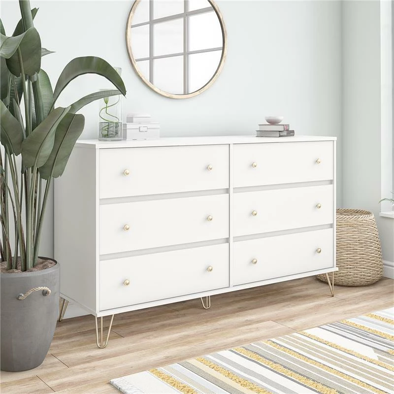 Discount ๐งจ Ameriwood Home Novogratz Finley Contemporary Engineered Wood 6 Drawer ๐ Dresser In White ๐