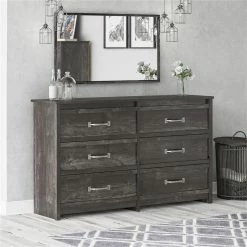 Cheapest โ๏ธ Ameriwood Home Draven 6 Drawer ๐ Dresser In Black Oak ๐คฉ