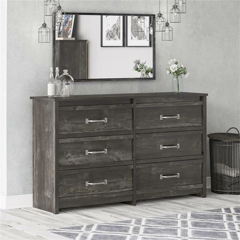Cheapest ✔️ Ameriwood Home Draven 6 Drawer 👗 Dresser In Black Oak 🤩