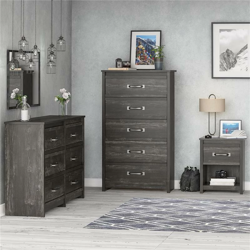 Cheapest ✔️ Ameriwood Home Draven 6 Drawer 👗 Dresser In Black Oak 🤩 - Image 5