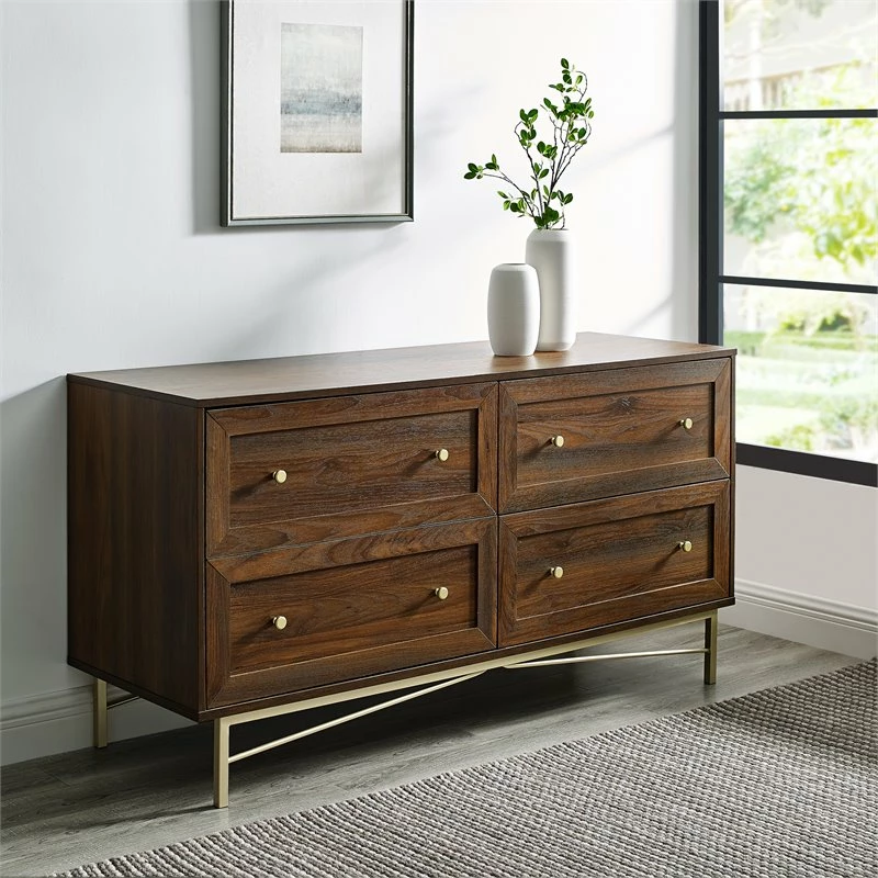 Top 10 ⭐ Walker Edison Gwen 56" 4-Drawer Modern Bedroom 👗 Dresser In Dark Walnut 🔥 - Image 2