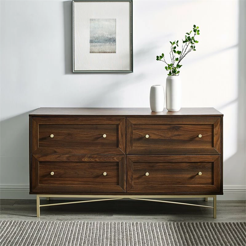 Top 10 ⭐ Walker Edison Gwen 56" 4-Drawer Modern Bedroom 👗 Dresser In Dark Walnut 🔥 - Image 3