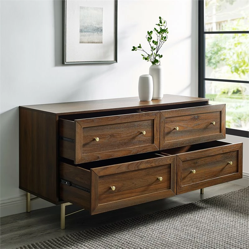 Top 10 ⭐ Walker Edison Gwen 56" 4-Drawer Modern Bedroom 👗 Dresser In Dark Walnut 🔥 - Image 4