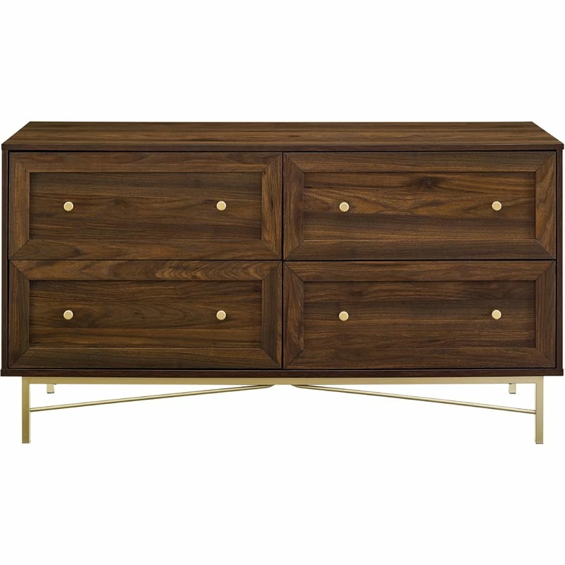 Top 10 ⭐ Walker Edison Gwen 56" 4-Drawer Modern Bedroom 👗 Dresser In Dark Walnut 🔥