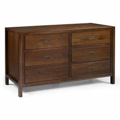 Promo 🎁 Walker Edison Lydia 57" Classic Solid Wood 6-Drawer Bedroom 👗 Dresser In Walnut 🌟