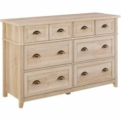Hot Sale ๐คฉ Walker Edison Odette 52" 6-Drawer Cup Handle Framed Bedroom ๐ Dresser In White Oak ๐งจ