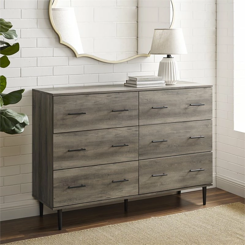 New 👍 Walker Edison Savanna Modern Wood 6-Drawer 👗 Dresser In Gray Wash 🛒 - Image 2