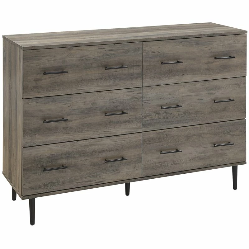 New 👍 Walker Edison Savanna Modern Wood 6-Drawer 👗 Dresser In Gray Wash 🛒
