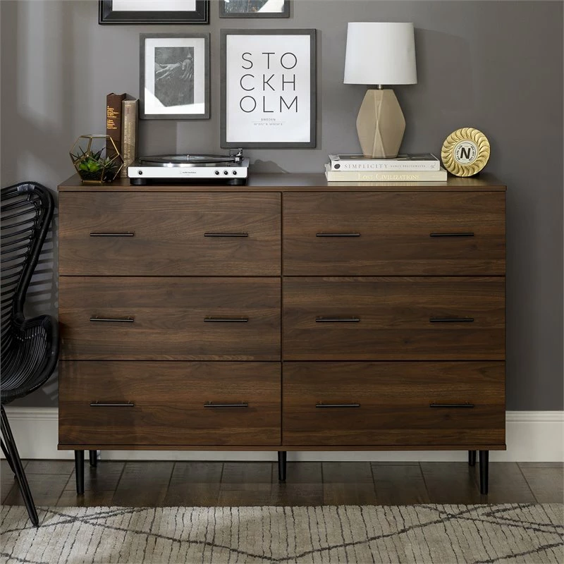 Best deal โค๏ธ Walker Edison Savanna Modern Wood 6-Drawer ๐ Dresser In Dark Walnut ๐ - Image 8
