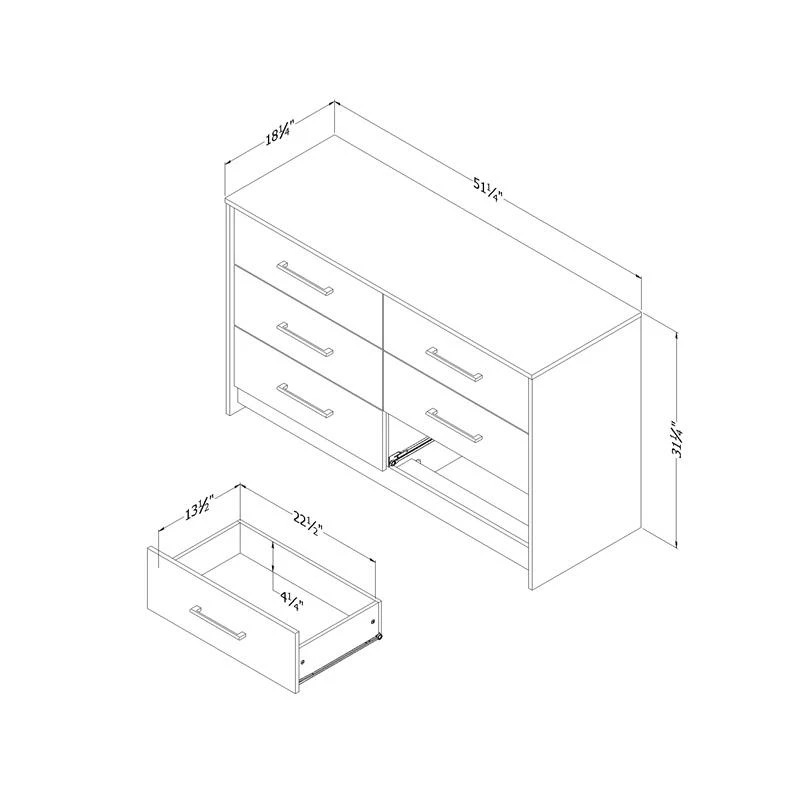 Budget 🛒 Londen 6-Drawer Double 👗 Dresser Rubbed Black South Shore 🎁 - Image 3