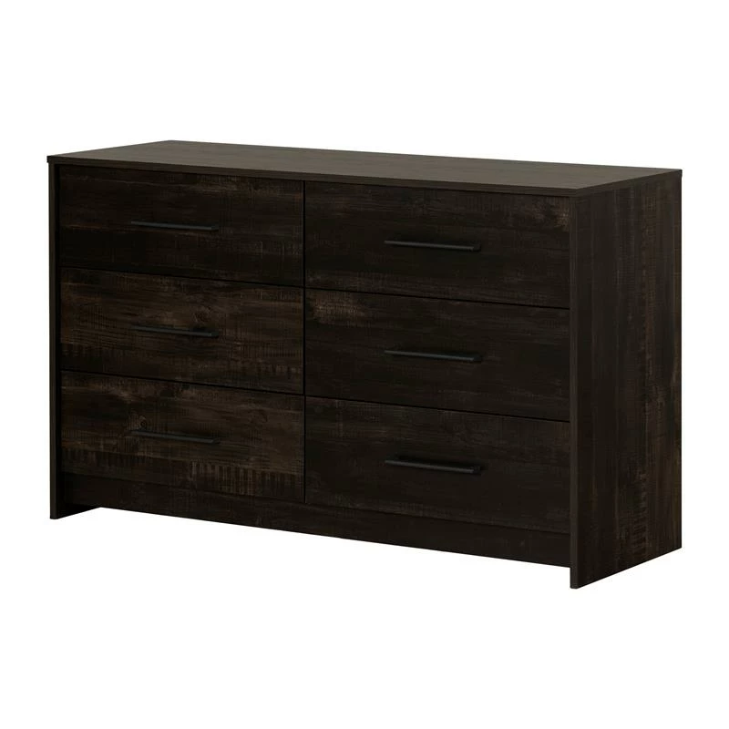 Budget 🛒 Londen 6-Drawer Double 👗 Dresser Rubbed Black South Shore 🎁
