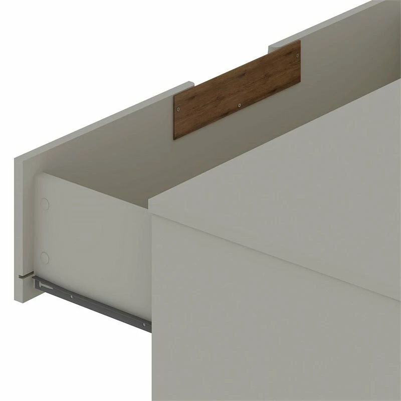 Discount 👍 Manhattan Comfort Rockefeller Wood Double Low 6-Drawer 👗 Dresser In Off White & Nature 😉 - Image 5