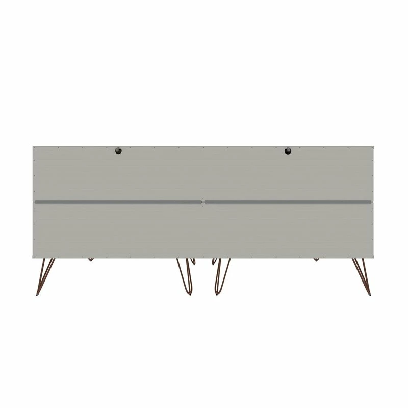Discount 👍 Manhattan Comfort Rockefeller Wood Double Low 6-Drawer 👗 Dresser In Off White & Nature 😉 - Image 8
