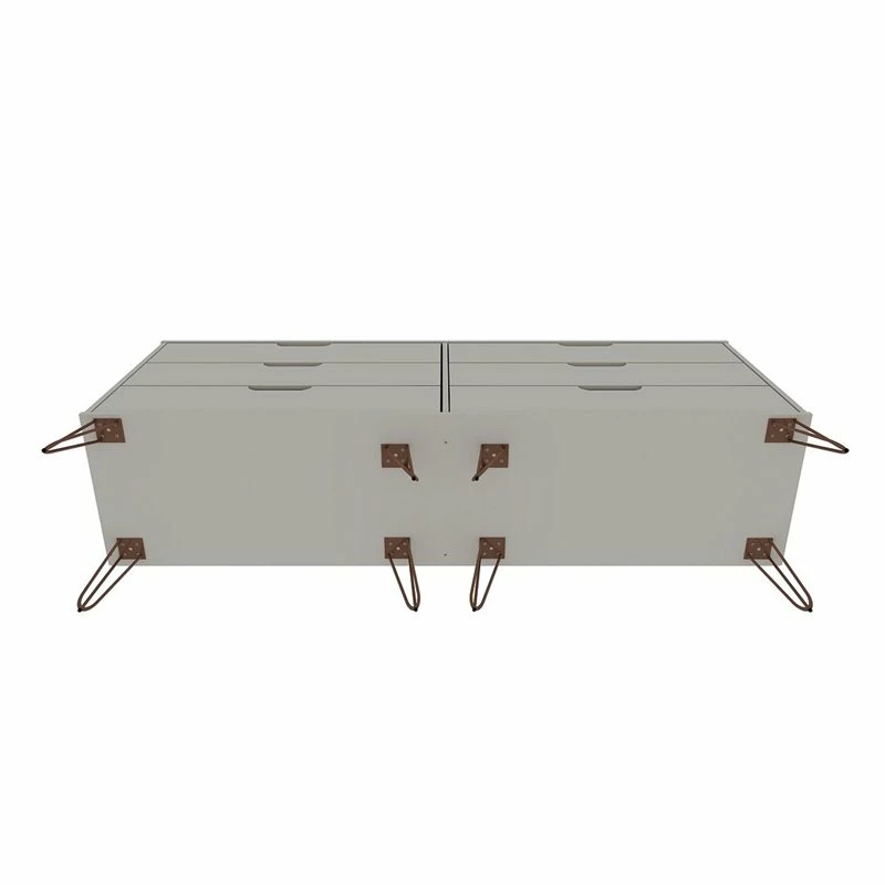 Discount 👍 Manhattan Comfort Rockefeller Wood Double Low 6-Drawer 👗 Dresser In Off White & Nature 😉 - Image 10
