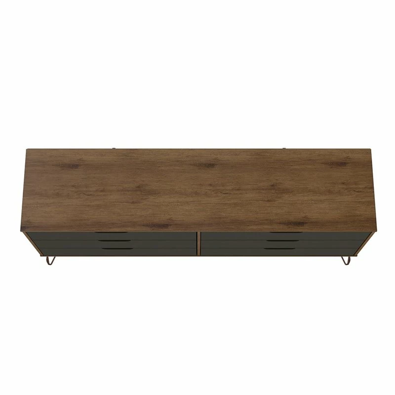 Hot Sale 🌟 Manhattan Comfort Rockefeller Wood Double Low 6-Drawer 👗 Dresser In Nature & Textured Gray 🔔 - Image 11
