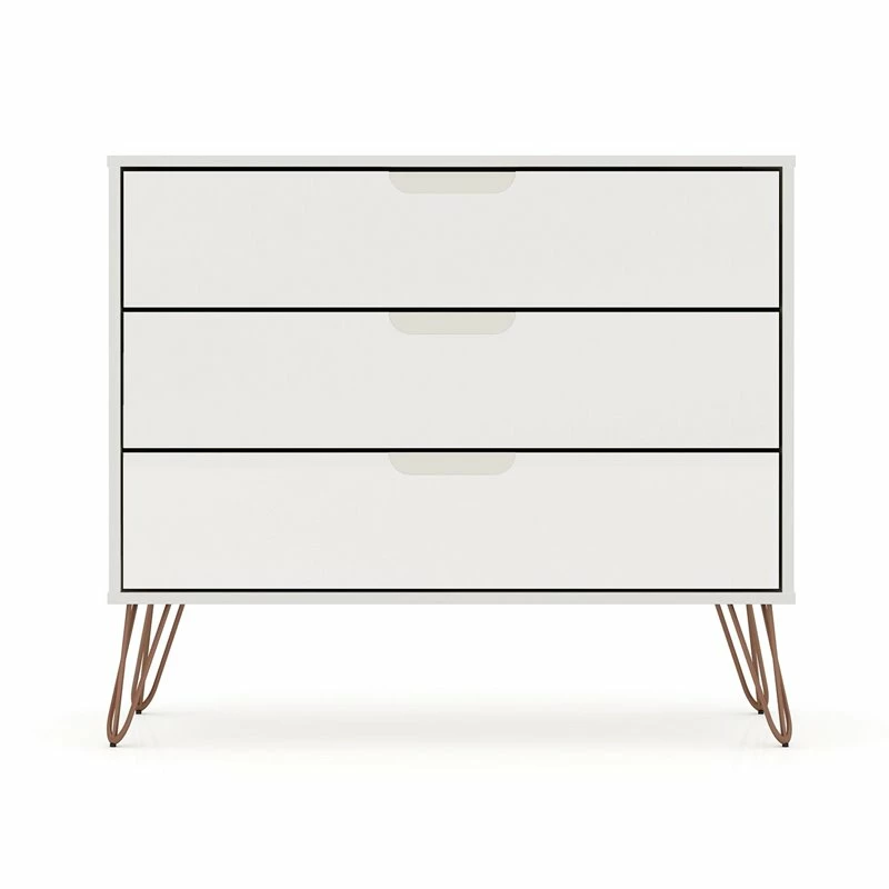 Best deal 😀 Manhattan Comfort Rockefeller Wood 2 Pc. 3 Drawer 👗 Dresser Set In Off White & Nature 🛒 - Image 4