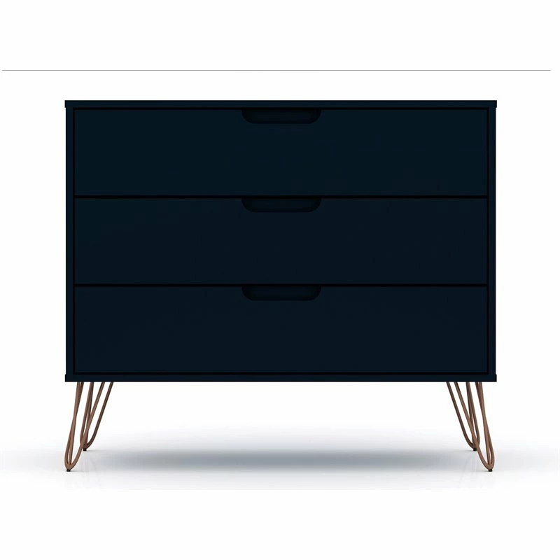 Budget ๐ Manhattan Comfort Rockefeller Wood 2 Pc. 3 Drawer ๐ Dresser Set In Tatiana Midnight Blue โ๏ธ - Image 4