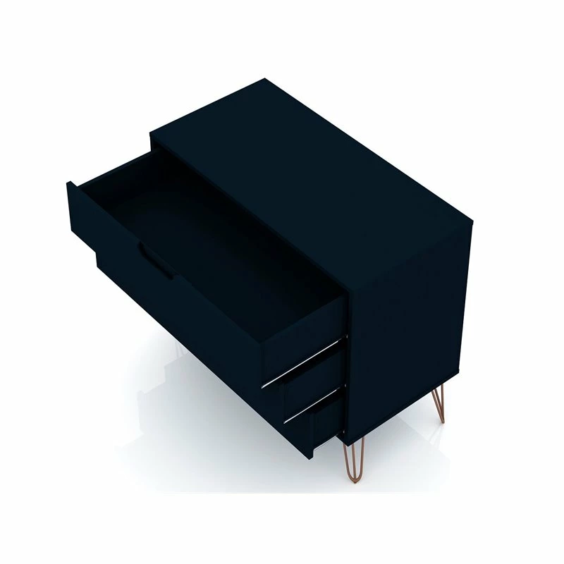Budget ๐ Manhattan Comfort Rockefeller Wood 2 Pc. 3 Drawer ๐ Dresser Set In Tatiana Midnight Blue โ๏ธ - Image 5