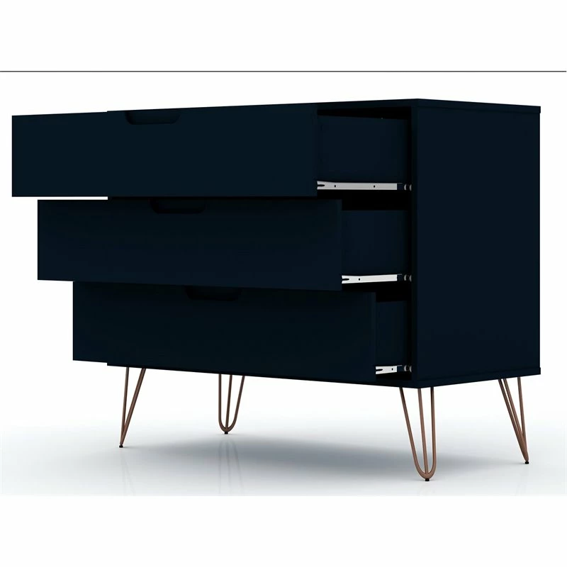 Budget ๐ Manhattan Comfort Rockefeller Wood 2 Pc. 3 Drawer ๐ Dresser Set In Tatiana Midnight Blue โ๏ธ - Image 6