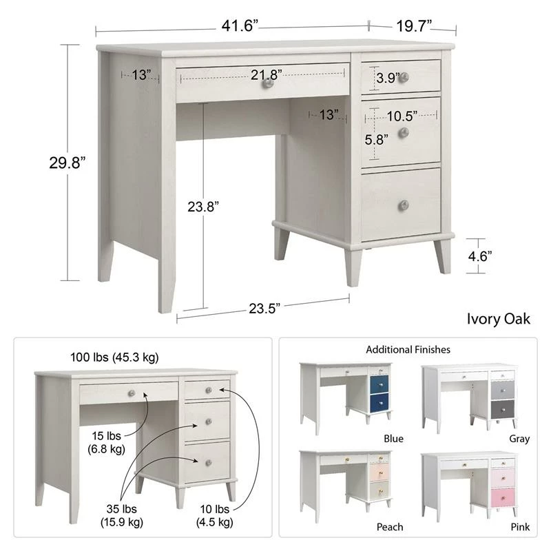 Best Pirce 🔔 Home Square 2-Piece Set With 3-Drawer 👗 Dresser And Desk Peach And Taupe Drawers ⌛ - Image 11