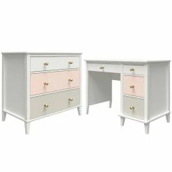 Best Pirce 🔔 Home Square 2-Piece Set With 3-Drawer 👗 Dresser And Desk Peach And Taupe Drawers ⌛
