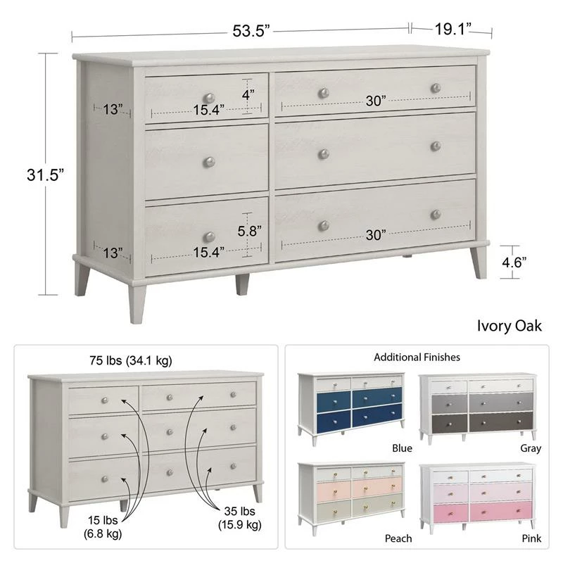 Best deal ๐ Home Square 2-Piece Furniture Set With 6-Drawer ๐ Dresser And Nighstand In Peach ๐ - Image 11