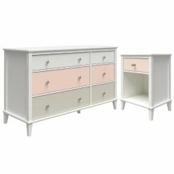 Best deal 👍 Home Square 2-Piece Furniture Set With 6-Drawer 👗 Dresser And Nighstand In Peach 🔔