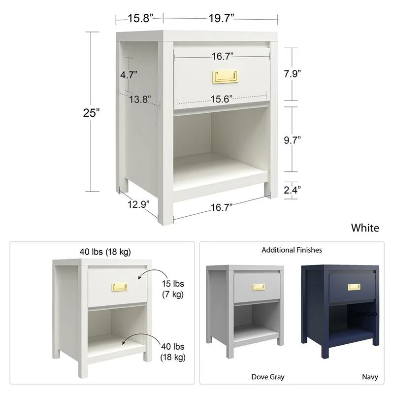 Deals โค๏ธ Home Square 2-Piece Set With 1-Drawer Nightstand And 3-Drawer Changing ๐ Dresser โค๏ธ - Image 6