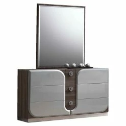 Deals ❤️ Milan Edinburgh 59.1" 6-drawer Contemporary Wood 👗 Dresser In Silver ⌛
