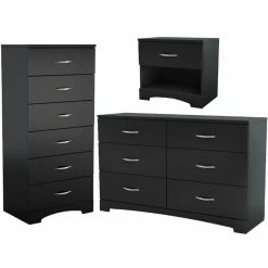 Cheap ๐ Home Square 3-Piece Set With Nightstand Single Lingerie Chest & Double ๐ Dresser ๐