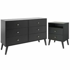 Best Pirce 🔥 Home Square 2-Piece Set With 2-Drawer Tall Nightstand & 6-Drawer Double 👗 Dresser 🌟