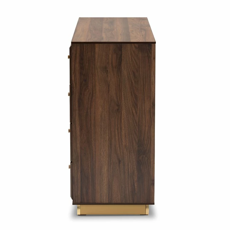 Outlet ๐งจ Baxton Studio Cormac Walnut Brown Finished Wood And Gold Metal 8-Drawer ๐ Dresser ๐ - Image 8