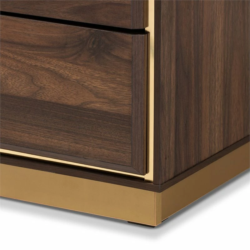 Outlet ๐งจ Baxton Studio Cormac Walnut Brown Finished Wood And Gold Metal 8-Drawer ๐ Dresser ๐ - Image 10