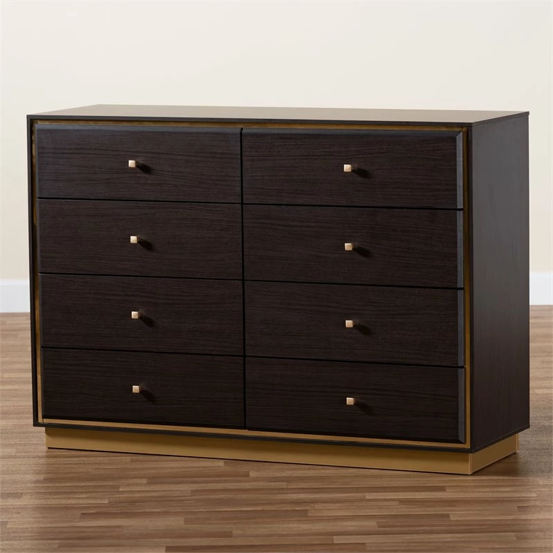 Flash Sale ๐ Baxton Studio Cormac Brown Finished Wood And Gold Metal 8-Drawer ๐ Dresser โ - Image 3