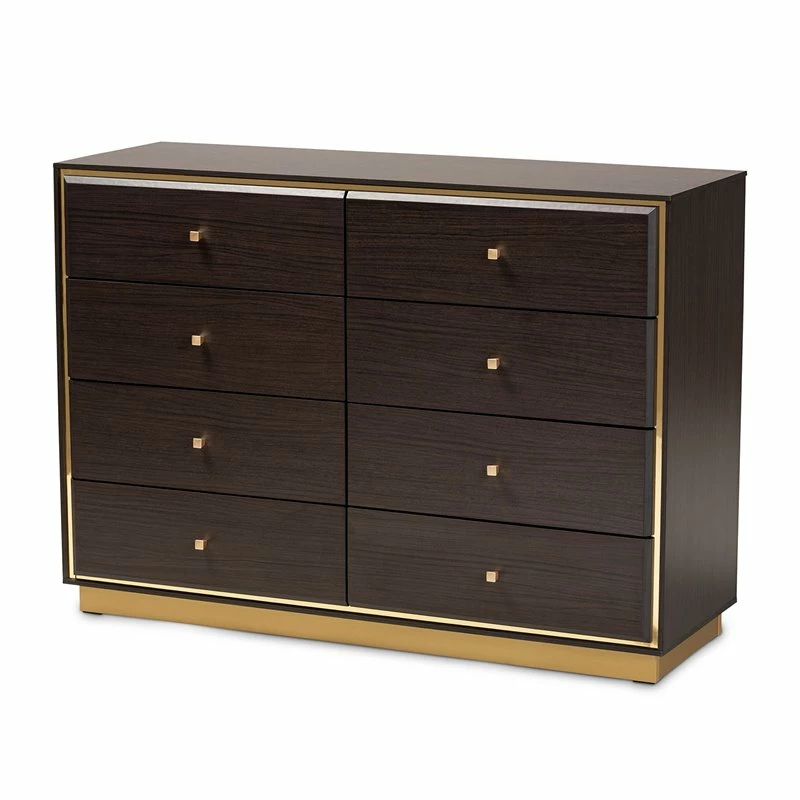 Flash Sale ๐ Baxton Studio Cormac Brown Finished Wood And Gold Metal 8-Drawer ๐ Dresser โ