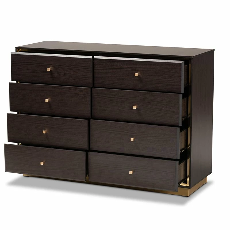 Flash Sale ๐ Baxton Studio Cormac Brown Finished Wood And Gold Metal 8-Drawer ๐ Dresser โ - Image 5
