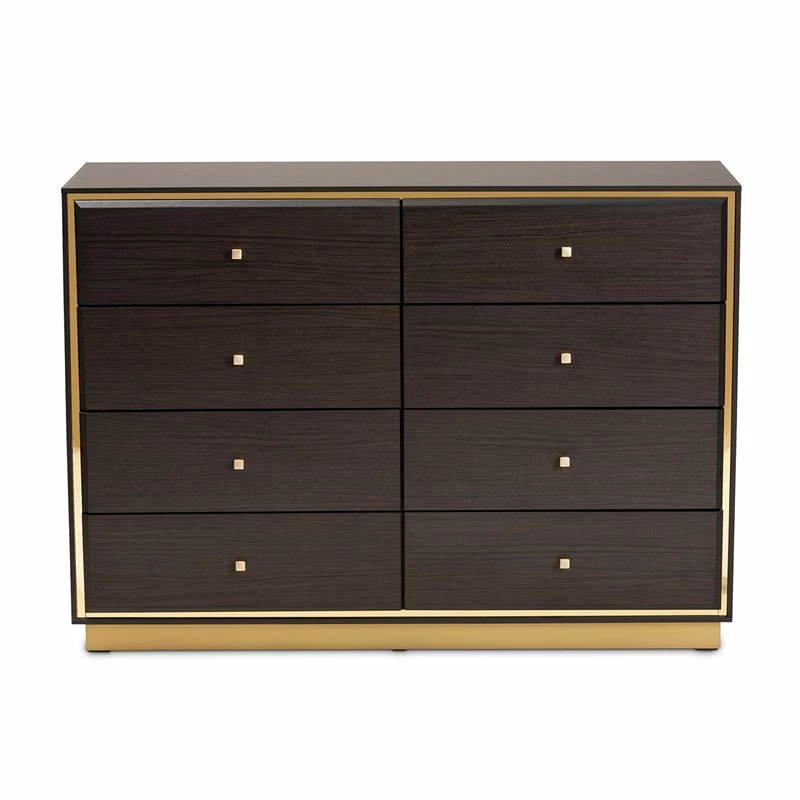 Flash Sale ๐ Baxton Studio Cormac Brown Finished Wood And Gold Metal 8-Drawer ๐ Dresser โ - Image 6