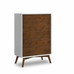 Best Pirce 🎁 Pemberly Row Mid-Century Rectangular Wood 5-Drawer 👗 Dresser In White 🔔