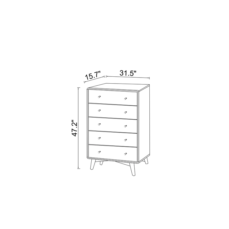 Best Pirce 🎁 Pemberly Row Mid-Century Rectangular Wood 5-Drawer 👗 Dresser In White 🔔 - Image 4