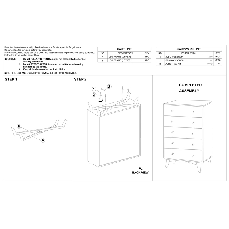 Best Pirce 🎁 Pemberly Row Mid-Century Rectangular Wood 5-Drawer 👗 Dresser In White 🔔 - Image 5