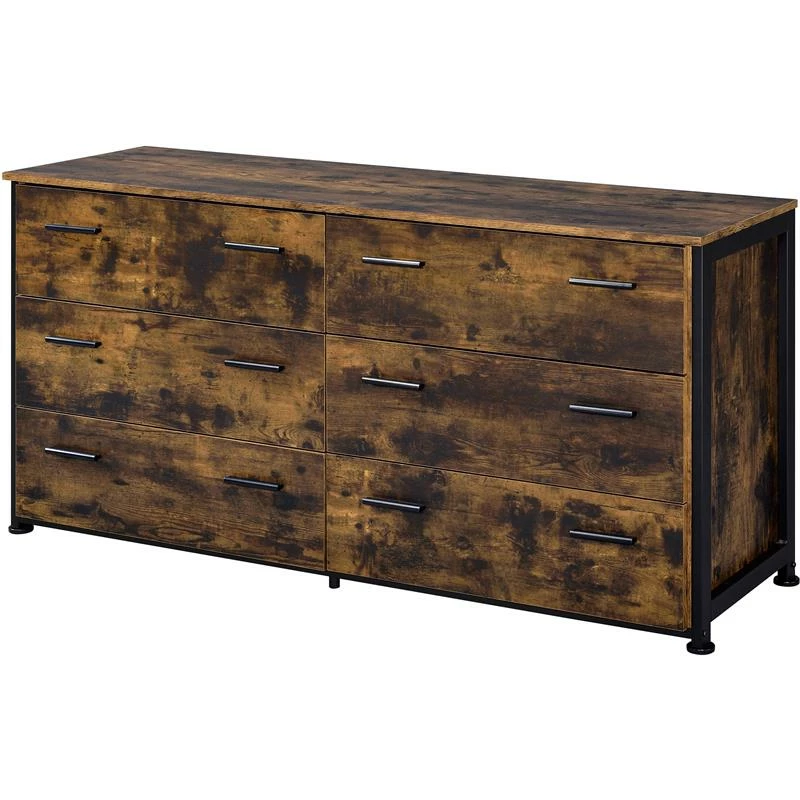 Hot Sale ⌛ Bowery Hill Contemporary 👗 Dresser In Rustic Oak & Black Finish 🤩
