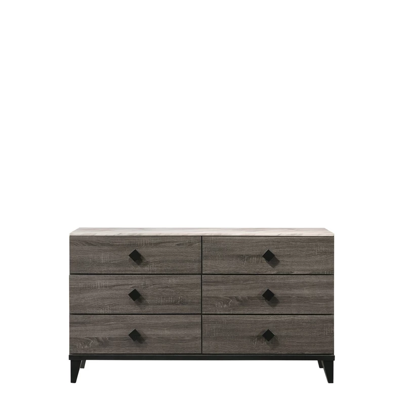 Flash Sale 😍 Bowery Hill Contemporary 👗 Dresser In Faux Marble And Contemporary Gray Oak 🛒 - Image 2