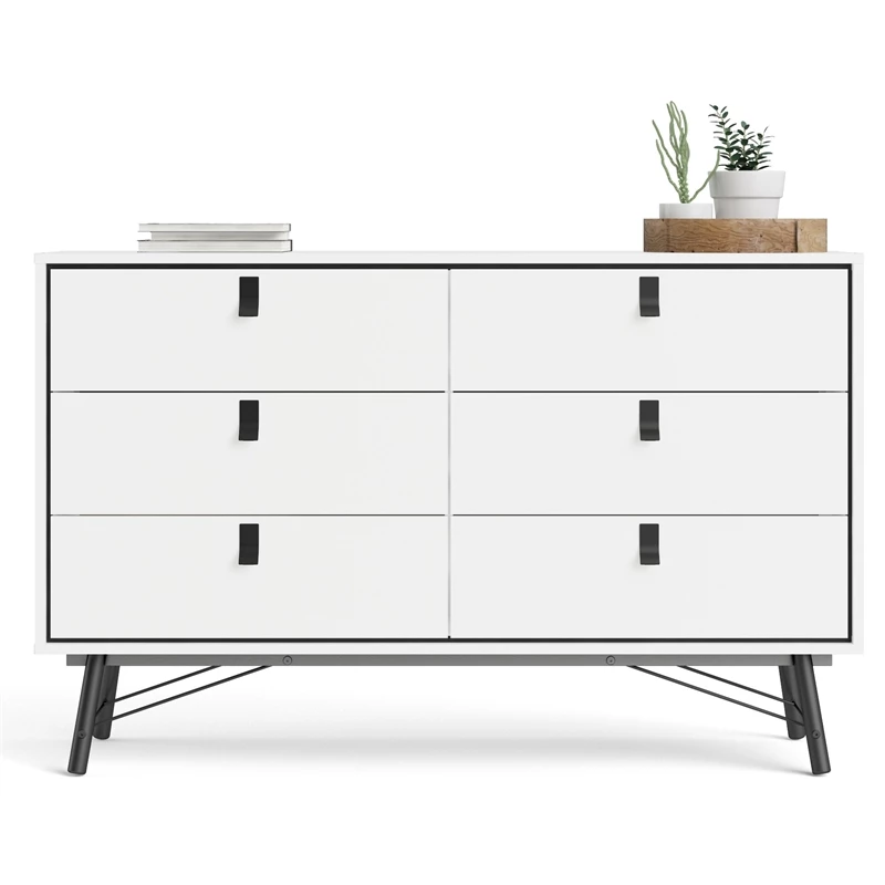 Best Sale 🛒 Tvilum Ry 6 Drawer Double 👗 Dresser In White Matte And Black ✔️ - Image 6