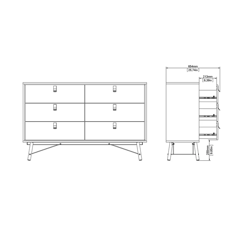 Best Sale 🛒 Tvilum Ry 6 Drawer Double 👗 Dresser In White Matte And Black ✔️ - Image 10