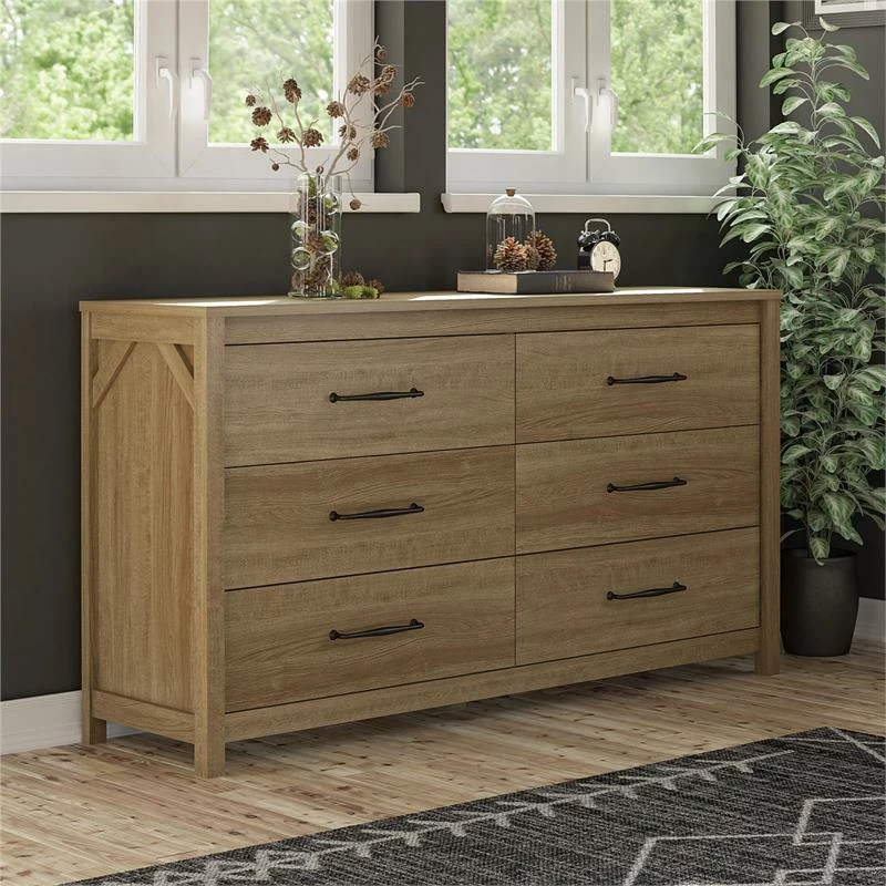 Cheapest 👏 Ameriwood Home Augusta 6 Drawer Wide 👗 Dresser With Easy Assembly In Natural ✨ - Image 3
