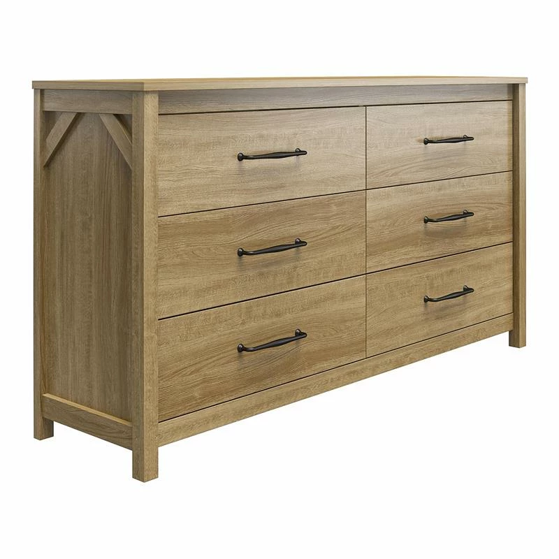 Cheapest 👏 Ameriwood Home Augusta 6 Drawer Wide 👗 Dresser With Easy Assembly In Natural ✨ - Image 7