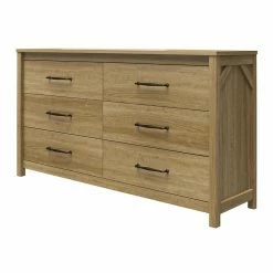 Cheapest 👏 Ameriwood Home Augusta 6 Drawer Wide 👗 Dresser With Easy Assembly In Natural ✨