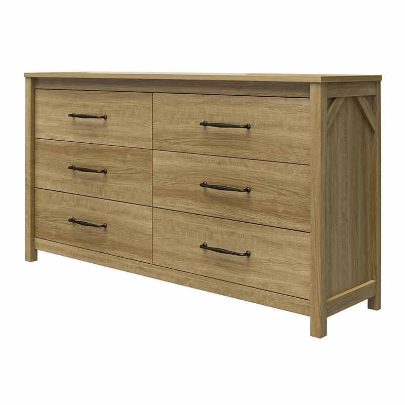 Cheapest 👏 Ameriwood Home Augusta 6 Drawer Wide 👗 Dresser With Easy Assembly In Natural ✨