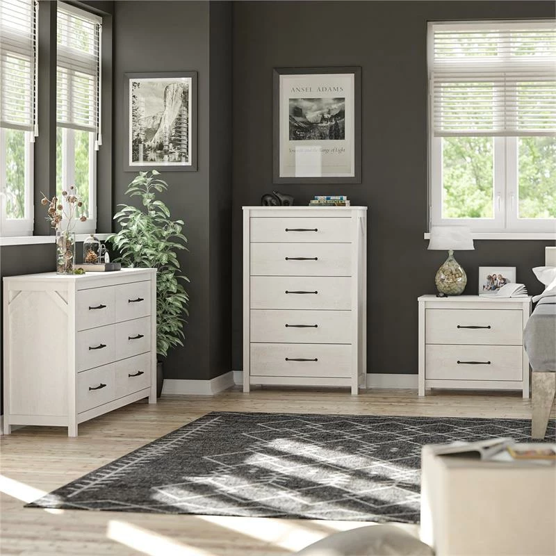 Discount 🤩 Ameriwood Home Augusta 5 Drawer Tall 👗 Dresser With Easy Assembly In Ivory Oak 🎁 - Image 4