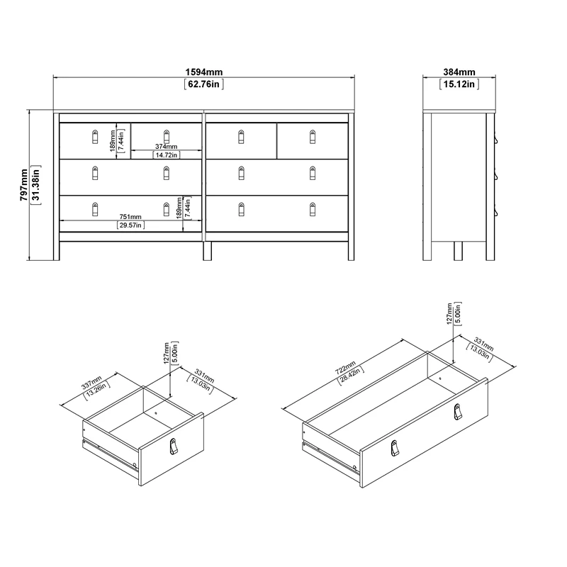 Buy ๐ Tvilum Madrid 8 Drawer Double ๐ Dresser In White โ - Image 17